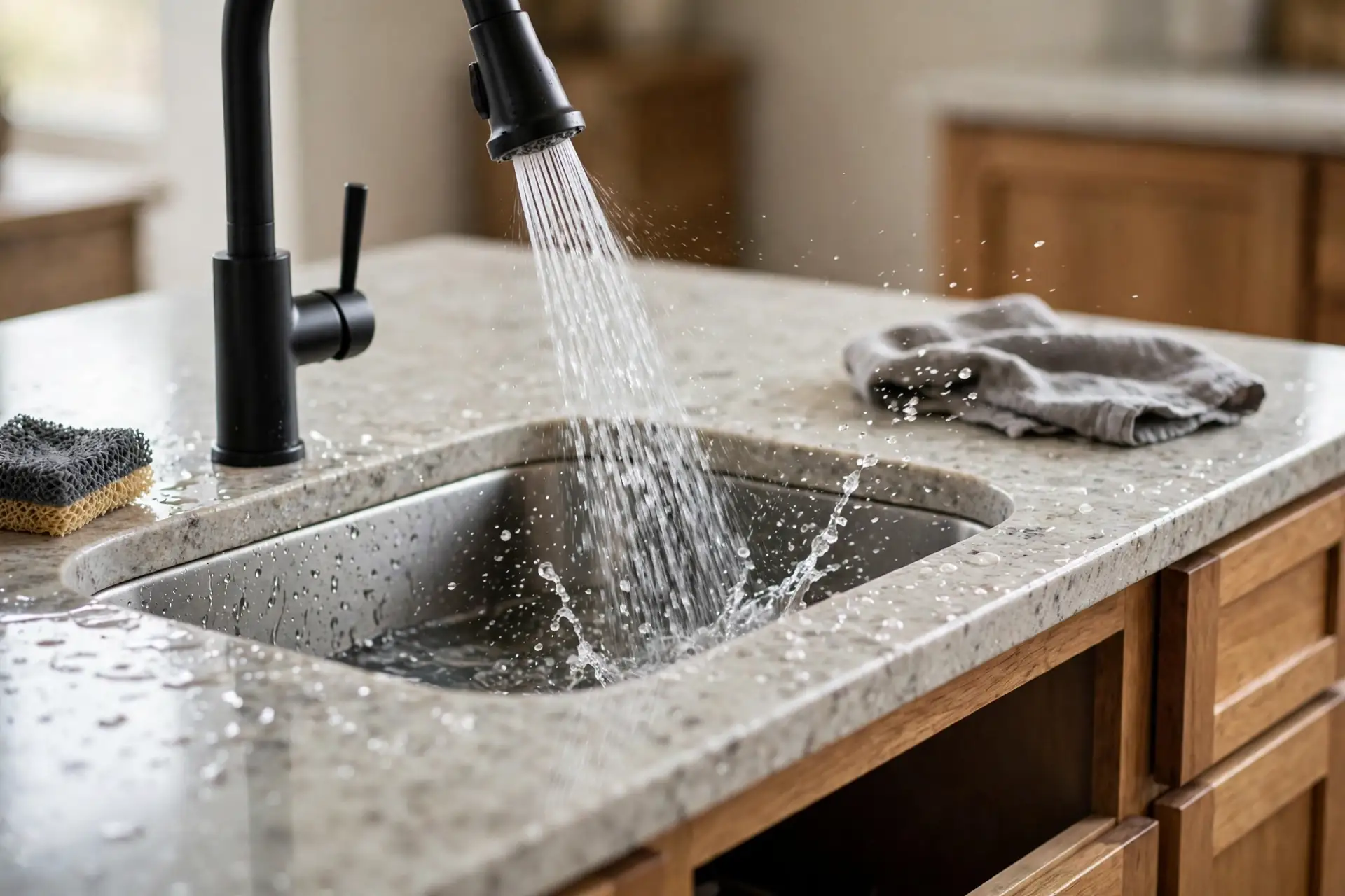 Plumber installing a new kitchen sink in Anaheim