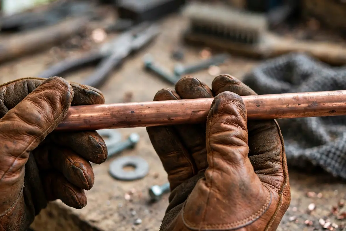 Plumber in Anaheim marking a sewer defect location above ground